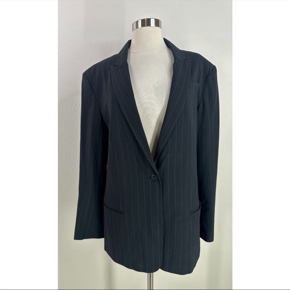 Norma Kamali Pinstripe Boyfriend Blazer Jacket
